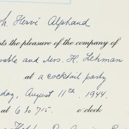 Invitation: 1944 August 11
