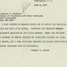 Telegram: 1951 June 5