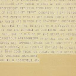 Telegram: 1949 October 7