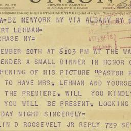 Telegram: 1949 September 15
