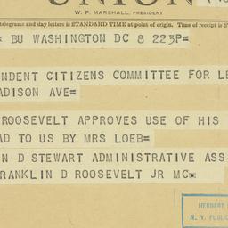 Telegram: 1949 October 8
