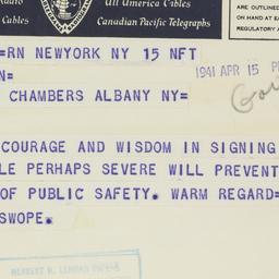 Telegram: 1941 April 15