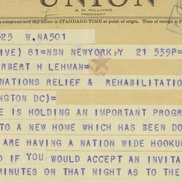 Telegram: 1943 December 22