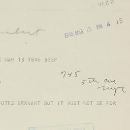 Telegram: 1946 March 13
