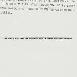 Telegram: 1962 February 23