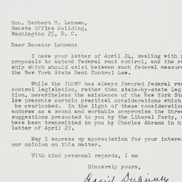 Letter: 1951 May 1