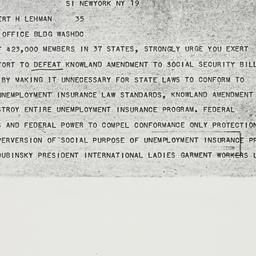 Telegram: 1950 June 19