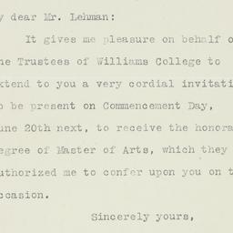 Letter: 1921 May 6