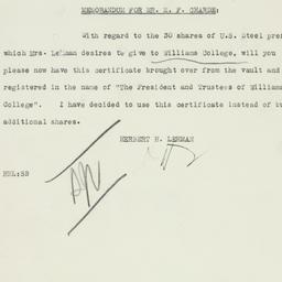 Memorandum: 1925 December 7