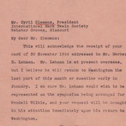 Letter: 1944 December 7