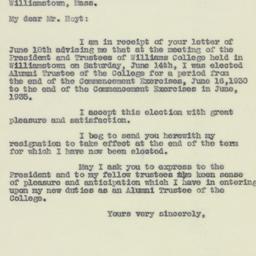 Letter: 1930 June 27