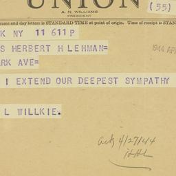 Telegram: 1944 April 11
