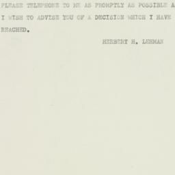 Telegram: 1950 September 1