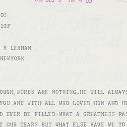 Telegram: 1963 December 5