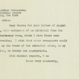 Letter: 1951 August 20