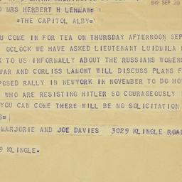 Telegram: 1942 September 20