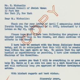 Letter: 1956 April 9