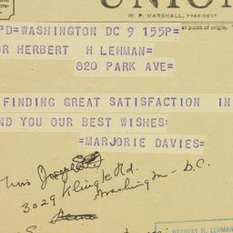Telegram: 1950 November 9