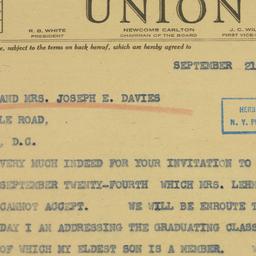 Telegram: 1942 September 21