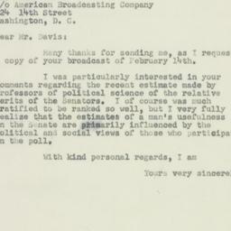 Letter: 1952 February 29