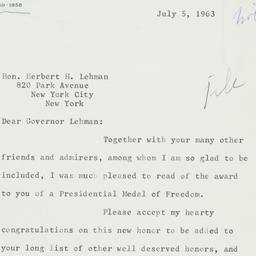 Letter: 1963 July 5