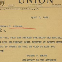 Telegram: 1938 April 5