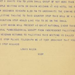 Telegram: 1947 December 4