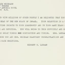 Telegram: 1948 May 17