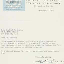 Letter: 1947 December 1