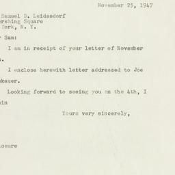 Letter: 1947 November 25