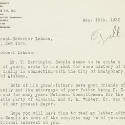 Letter: 1932 August 18