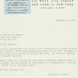 Letter: 1947 November 10