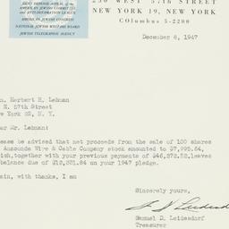 Letter: 1947 December 8