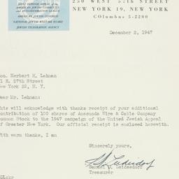 Letter: 1947 December 2