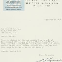 Letter: 1947 September 22