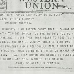 Telegram: 1953 March 24