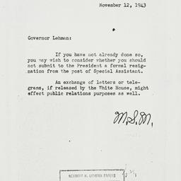 Memorandum: 1943 November 12