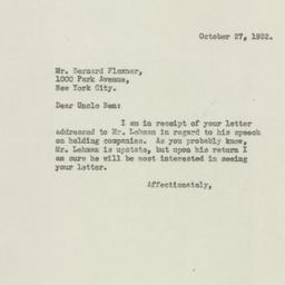 Letter: 1932 October 27
