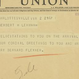 Telegram: 1933 May 2