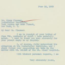 Letter: 1933 June 12