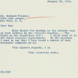 Letter: 1934 January 30