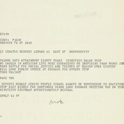 Telegram: 1958 March 28
