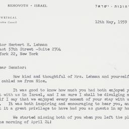 Letter: 1959 May 12