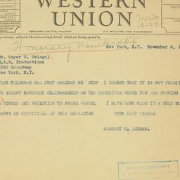 Telegram: 1935 November 6