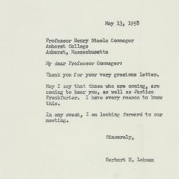Letter: 1958 May 13