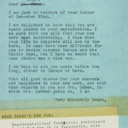 Letter: 1951 December 31