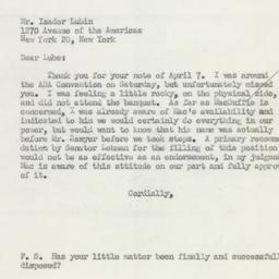 Letter: 1950 April 10