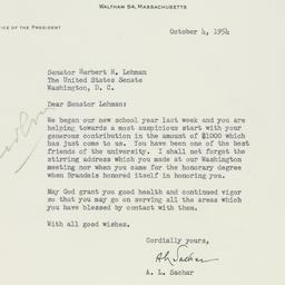 Letter: 1954 October 4