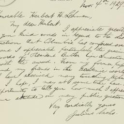 Letter: 1929 November 4
