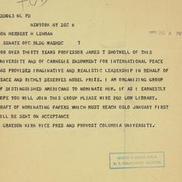 Telegram: 1951 December 6